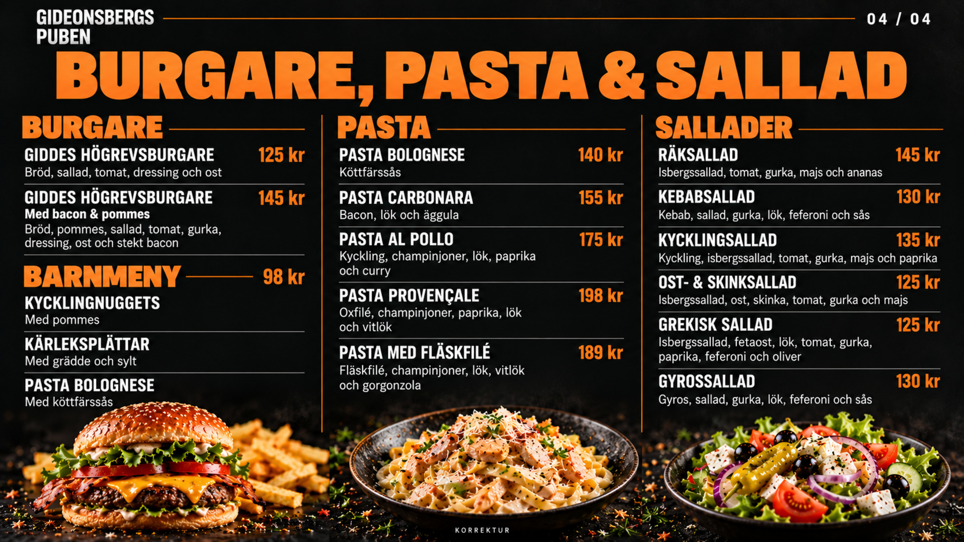 Grillrätter, pasta och sallader